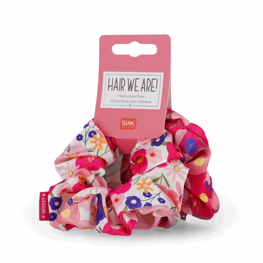 LEGAMI SCRU0002 SET OF 3 HAIR SCRUNCHIES - HAIR WE ARE! - FLOWERS