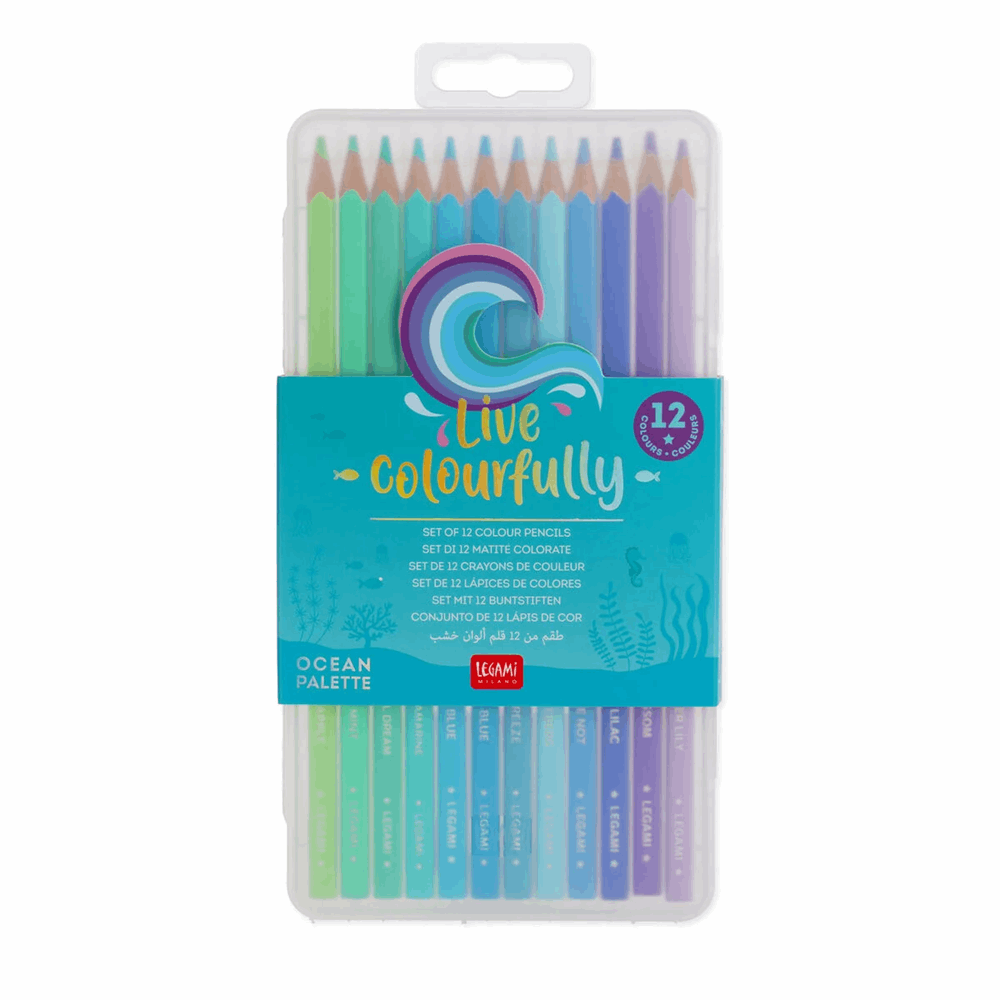 LEGAMI ΣΧΟΛΙΚΕΣ ΞΥΛΟΜΠΟΓΙΕΣ LIVE COLOURFULLY OCEAN PALETTE ΣΕΤ 12τμχ CYAN ΣΕ ΠΛΑΣΤΙΚΗ ΘΗΚΗ EV0002