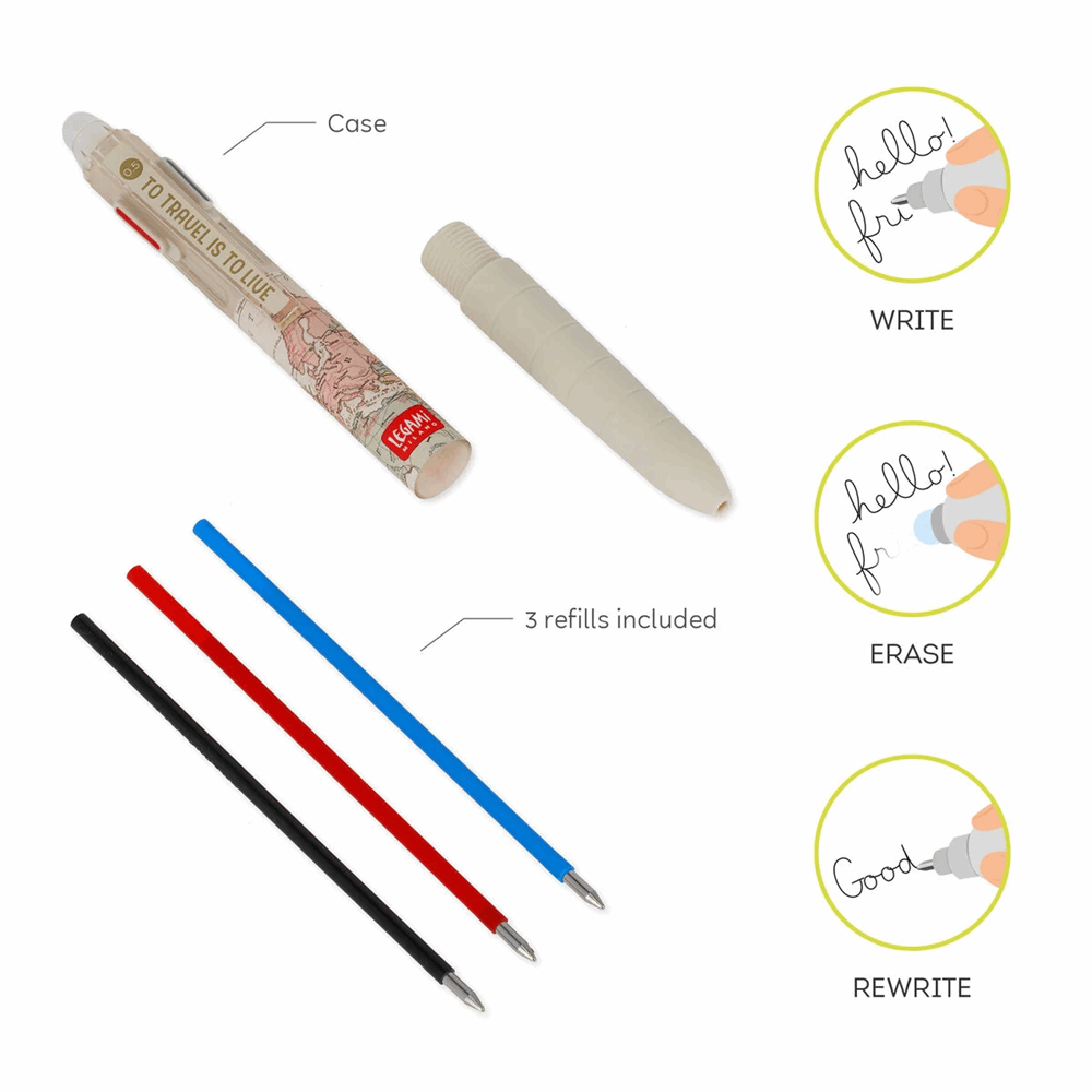 LEGAMI TEPKIT1 MAKE MISTAKES - 3-COLOUR ERASABLE GEL PEN - TRAVEL
