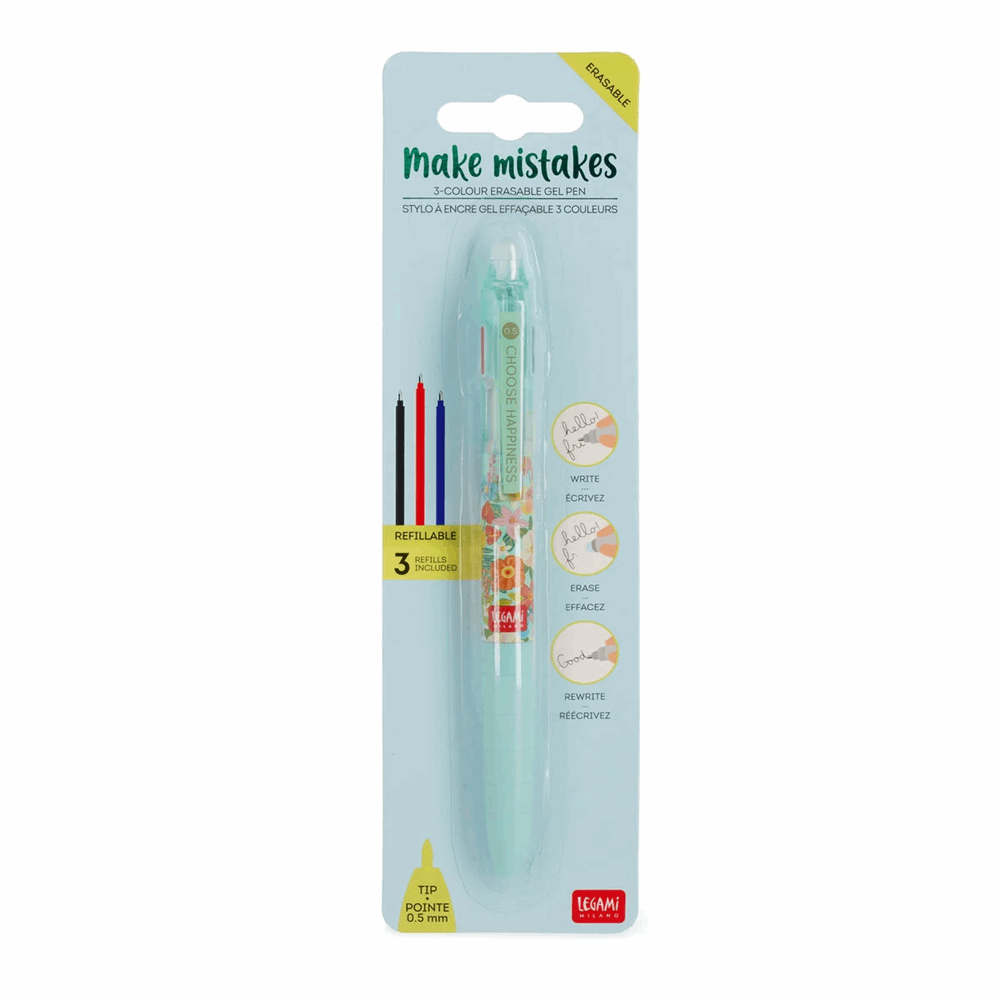 LEGAMI TEPKIT2 MAKE MISTAKES - 3-COLOUR ERASABLE GEL PEN - FLOWERS
