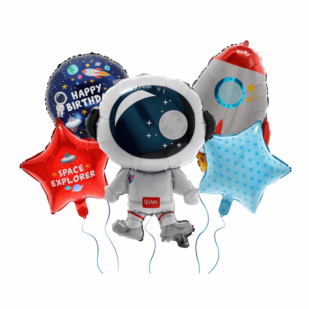 LEGAMI BLN0002 LETS PARTY! - 5 BIRTHDAY PARTY BALLOONS - SPACE