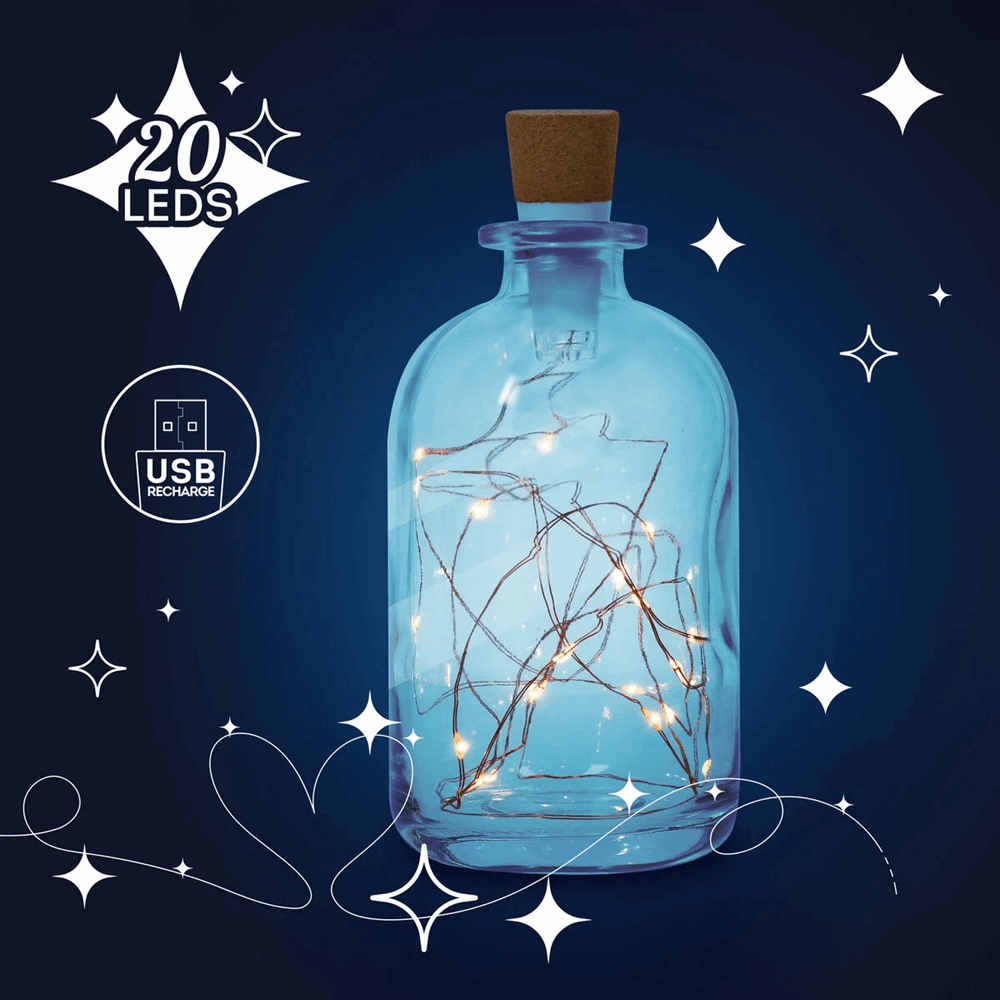 LEGAMI BLU0001 BOTTLE LIGHTS - STRING LIGHTS FOR BOTTLES - USB RECHARGEABLE