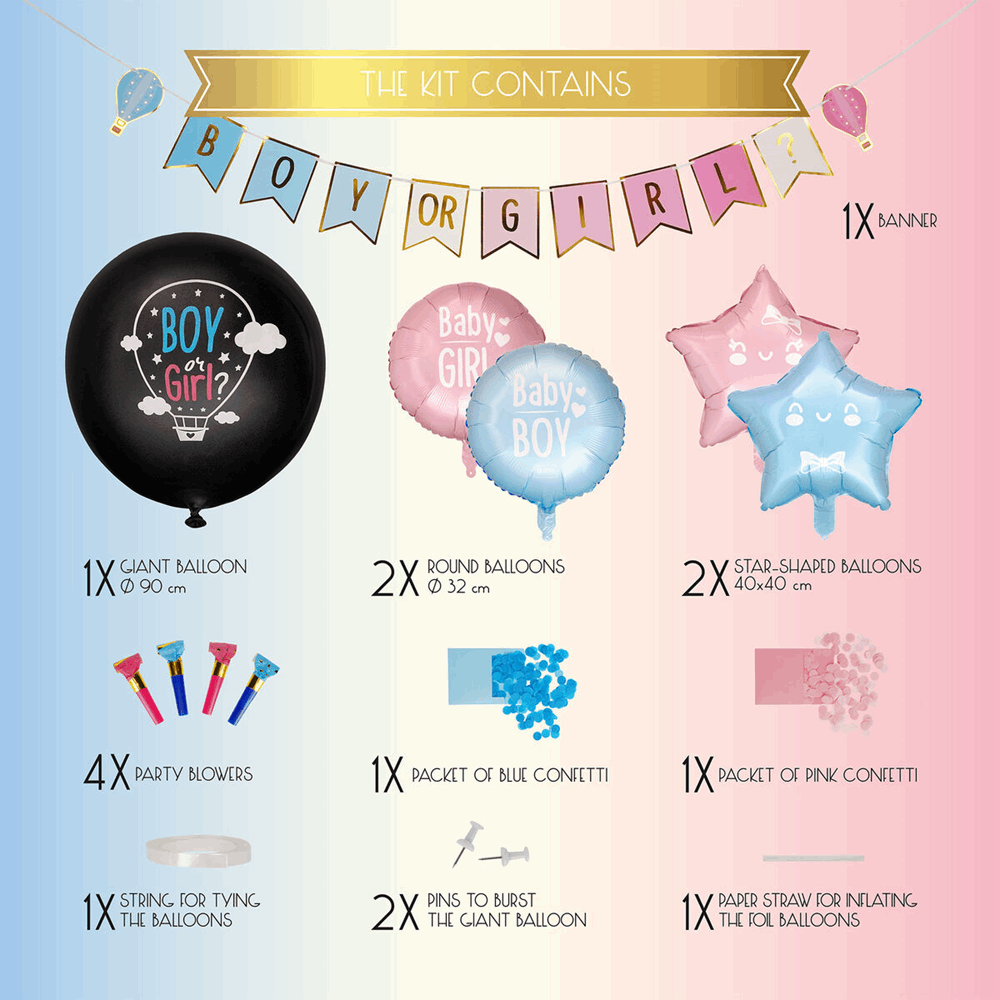 LEGAMI GRK0001 PINK OR BLUE, WE LOVE YOU - GENDER REVEAL PARTY KIT