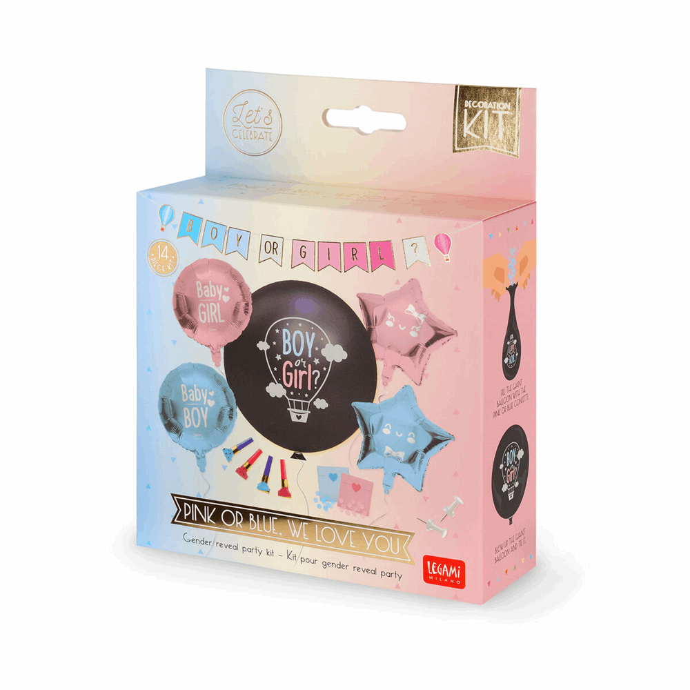 LEGAMI GRK0001 PINK OR BLUE, WE LOVE YOU - GENDER REVEAL PARTY KIT