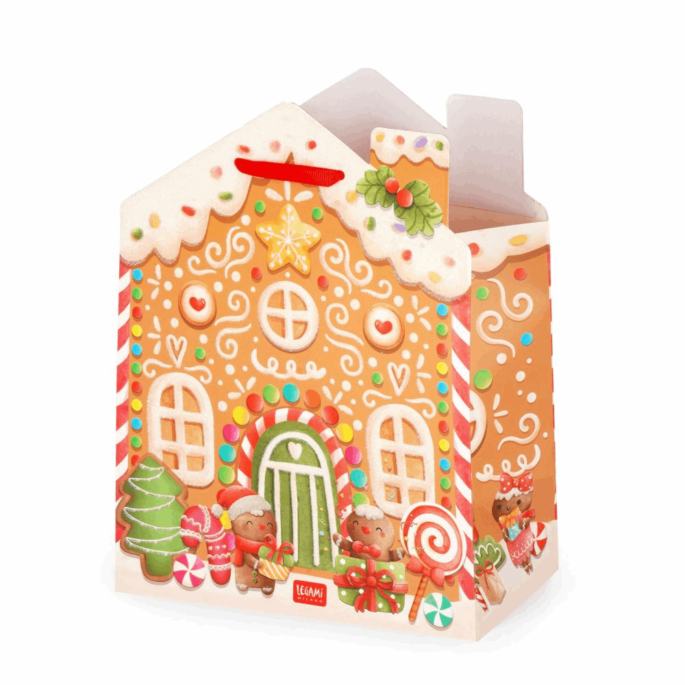 LEGAMI GB0671 GIFT BAG - MEDIUM - GINGERBREAD HOUSE