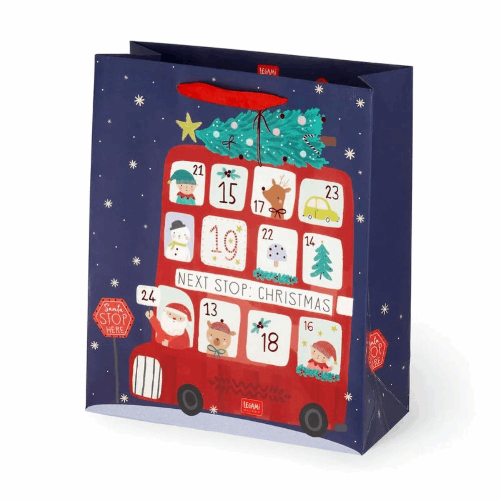 LEGAMI GB0678 GIFT BAG - LARGE - CHRISTMAS BUS