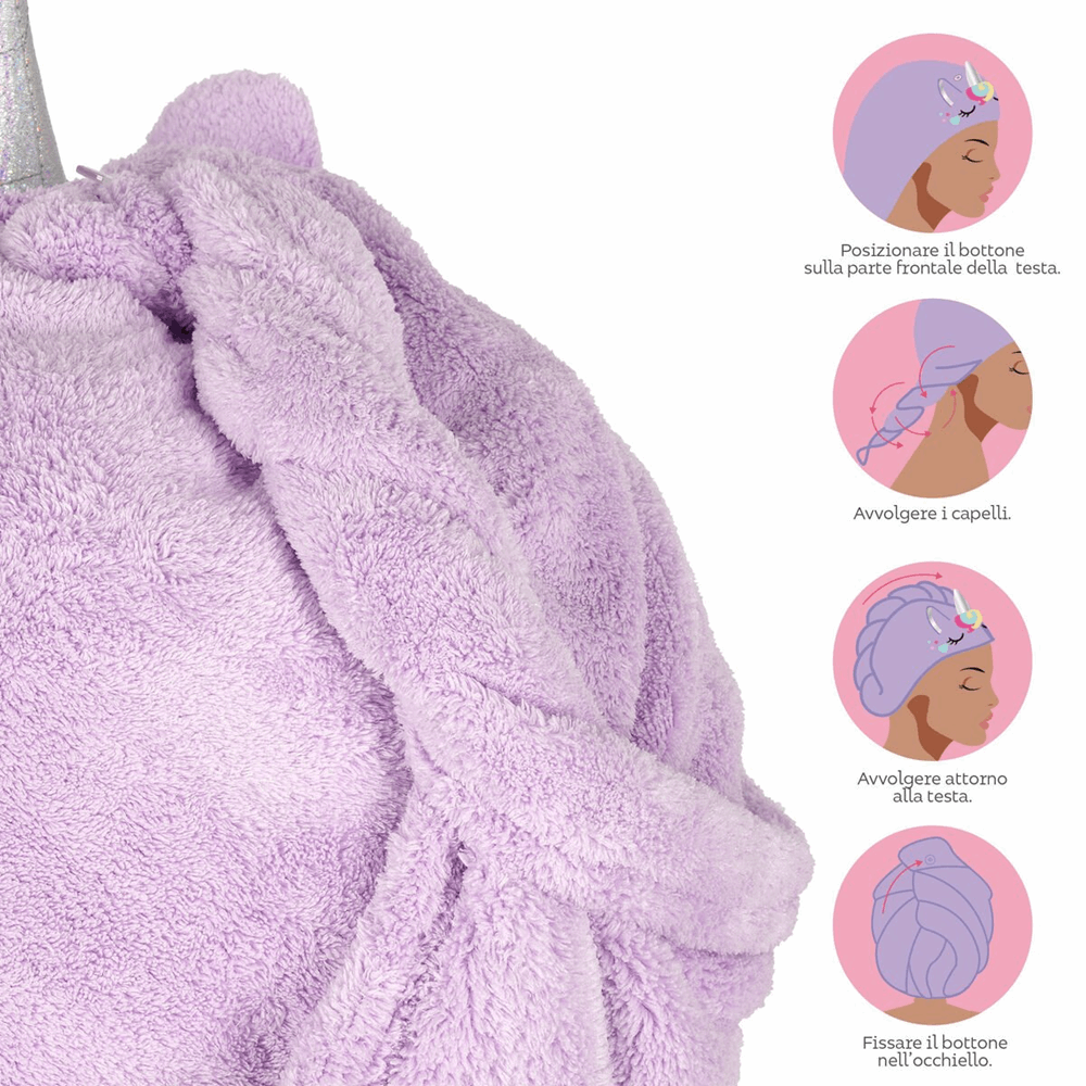 LEGAMI HTW0003 HAIR TURBAN TOWEL - LOVE MY HAIR - UNICORN