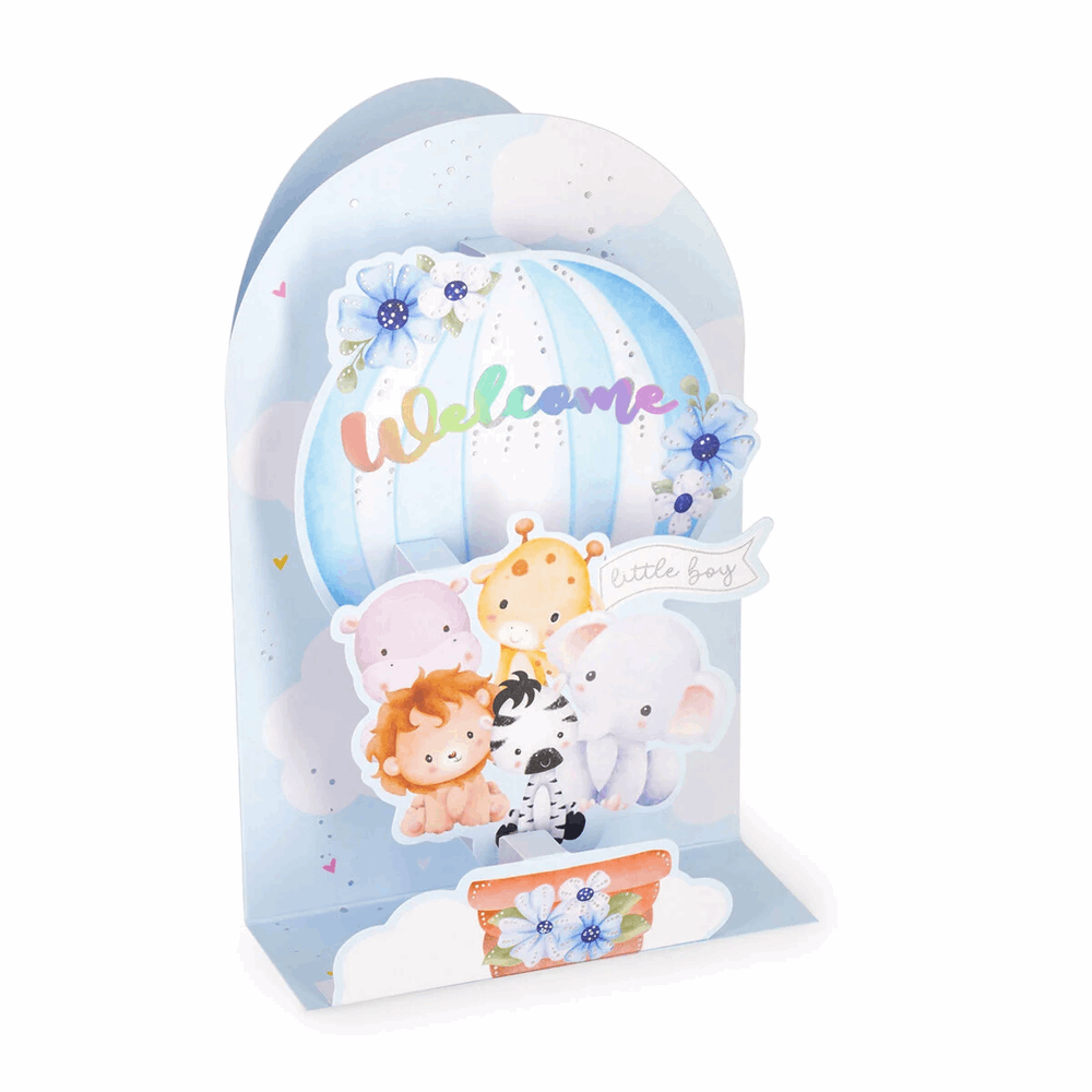 LEGAMI BGPU0016 POP-UP CARD - POP-UP GREETING CARD - BABY BOY