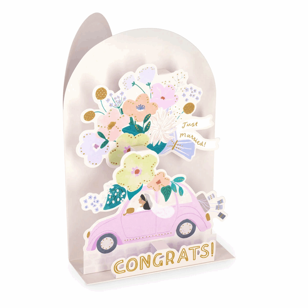 LEGAMI BGPU0024 POP-UP CARD - POP-UP GREETING CARD - WEDDING CAR