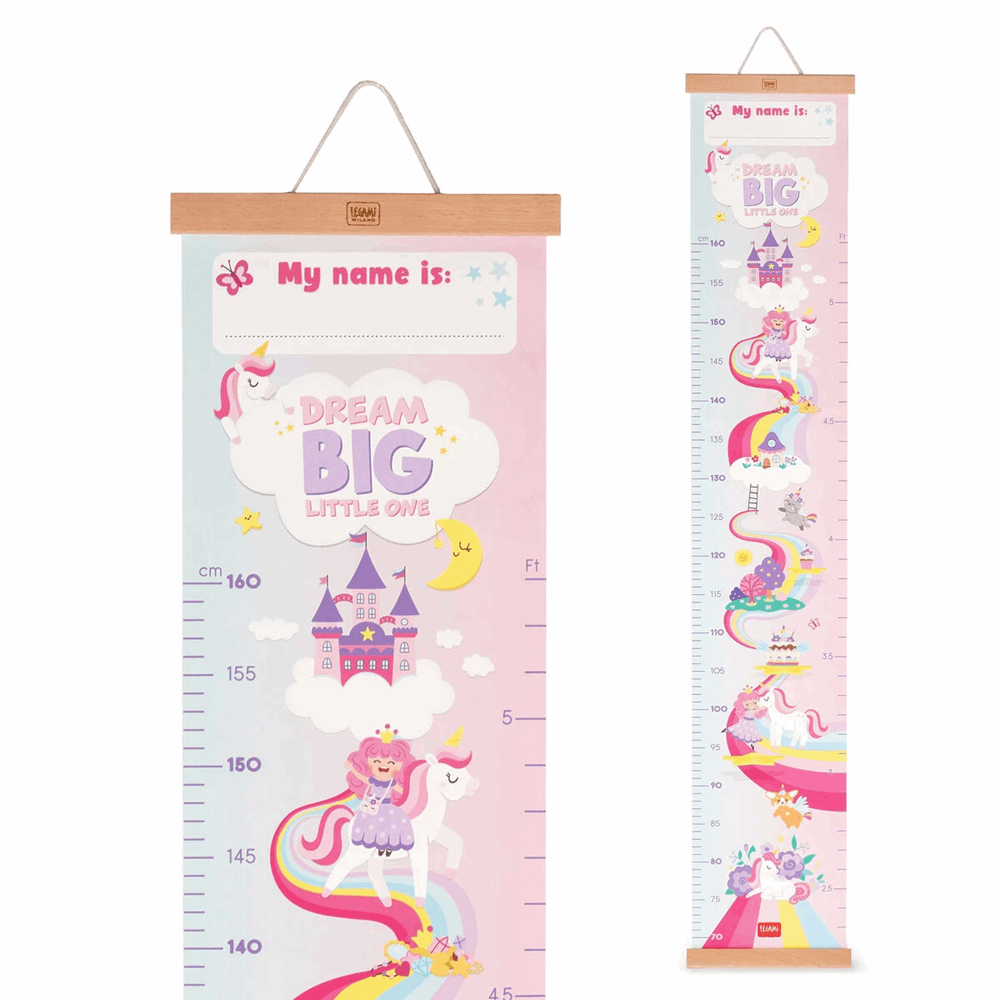 LEGAMI GRC0001 WALL-HANGING HEIGHT CHART - DREAM BIG, LITTLE ONE - UNICORN