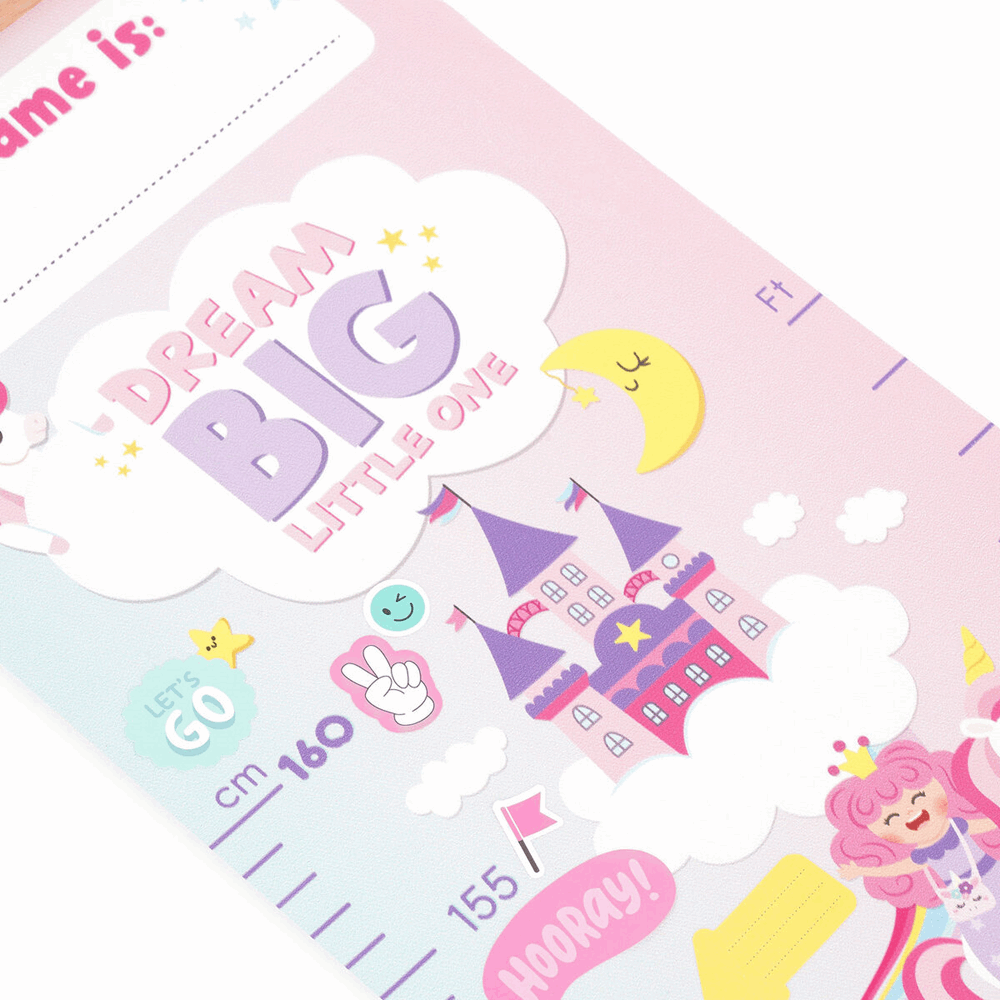 LEGAMI GRC0001 WALL-HANGING HEIGHT CHART - DREAM BIG, LITTLE ONE - UNICORN