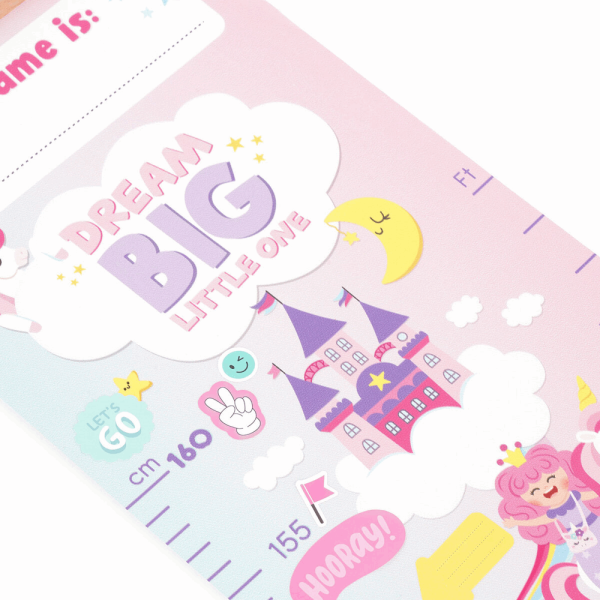LEGAMI GRC0001 WALL-HANGING HEIGHT CHART - DREAM BIG, LITTLE ONE - UNICORN