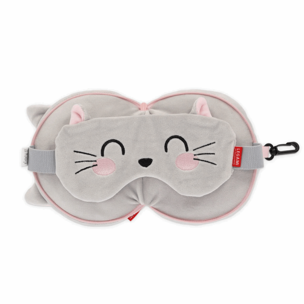 LEGAMI CTP0005 TRAVEL PILLOW WITH SLEEP MASK - MY TRAVEL BUDDY - KITTY
