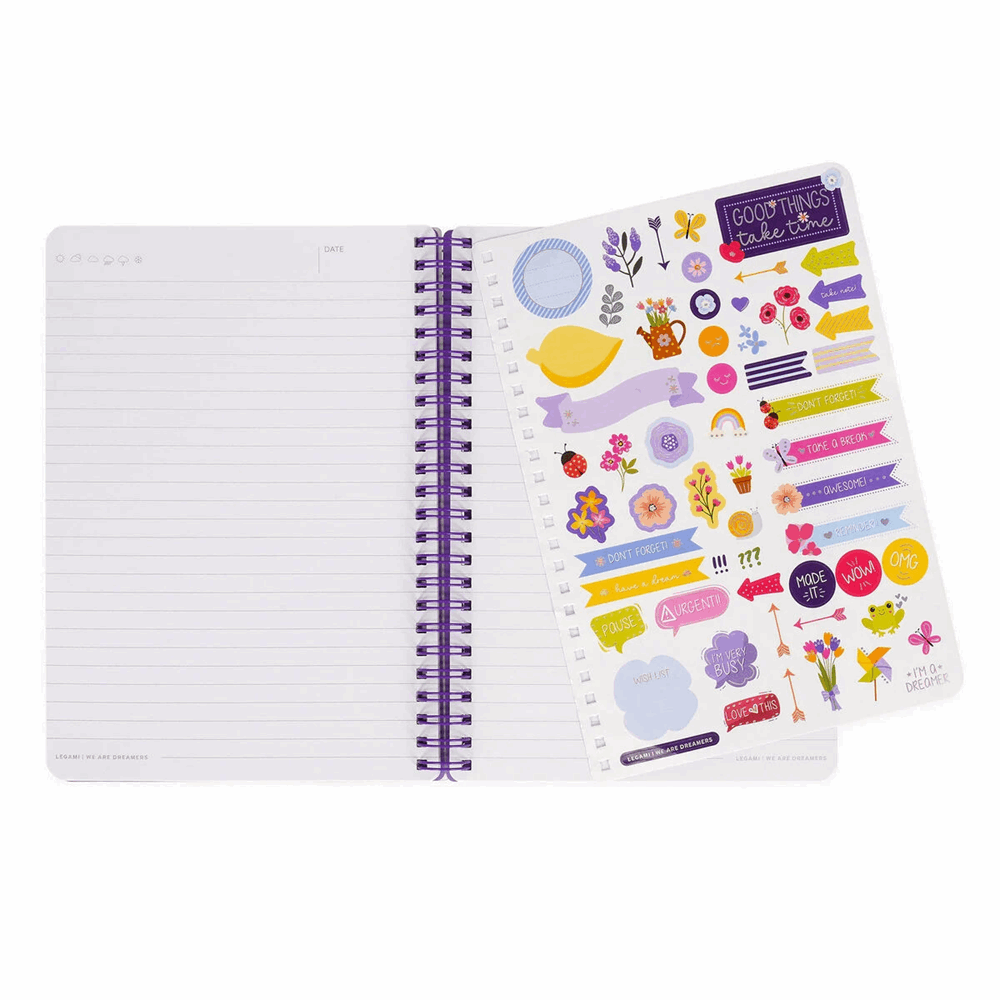 LEGAMI A5NOTS0049 LINED SPIRAL- BOUND NOTEPAD - ΣΗΜΕΙΩΜΑΤΑΡΙΟ ΡΙΓΕ ΣΠΙΡΑΛ - LARGE - FLOWER