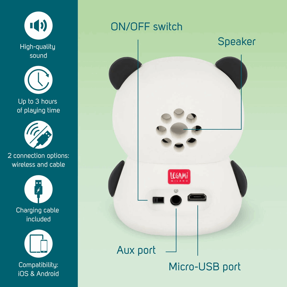 LEGAMI SPS0004 WIRELESS SPEAKER WITH STAND - THE SOUND OF CUTENESS - PANDA