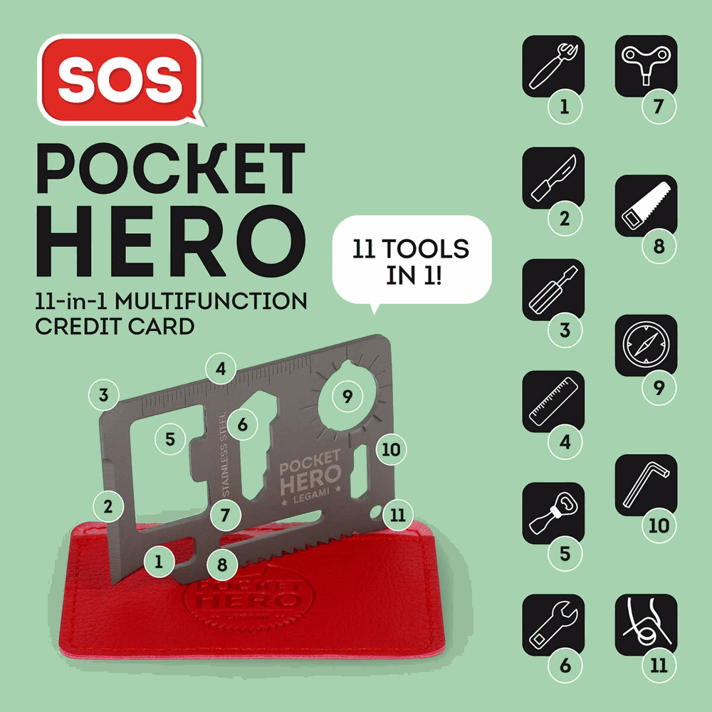 LEGAMI METKIT1 SOS POCKET HERO - 11-IN-1 CREDIT CARD MULTI-TOOL