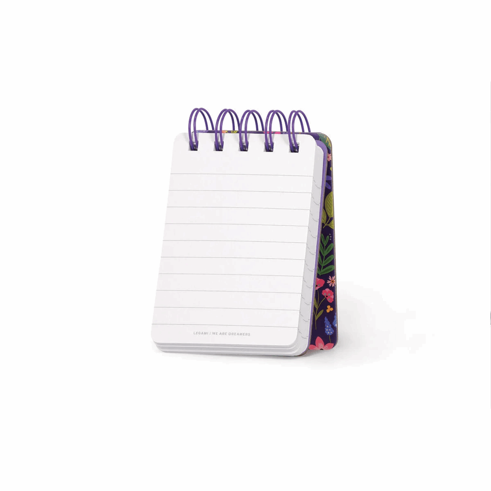 LEGAMI MNOTS0027 LINED SPIRAL- BOUND NOTEPAD - SPIRAL NOTEPAD - MINI - FLOWERS