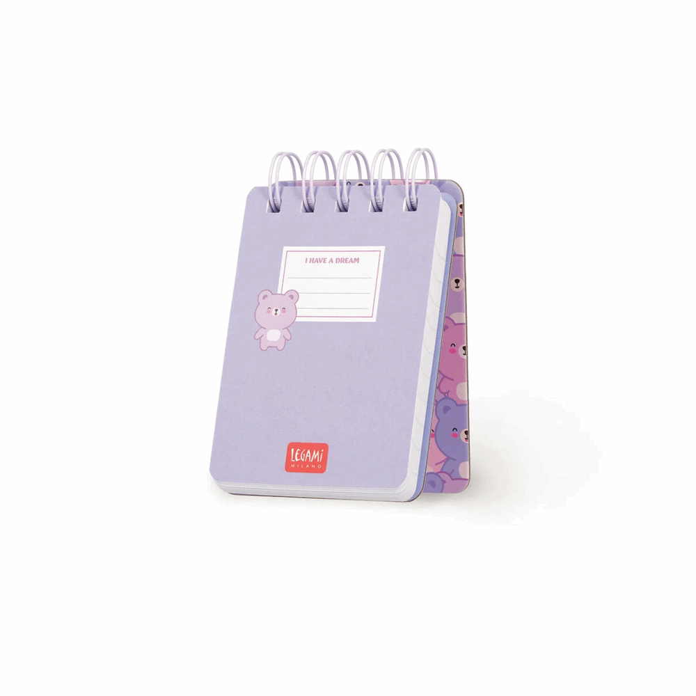 LEGAMI MNOTS0028 LINED SPIRAL- BOUND NOTEPAD - SPIRAL NOTEPAD - MINI - TEDDY BEAR