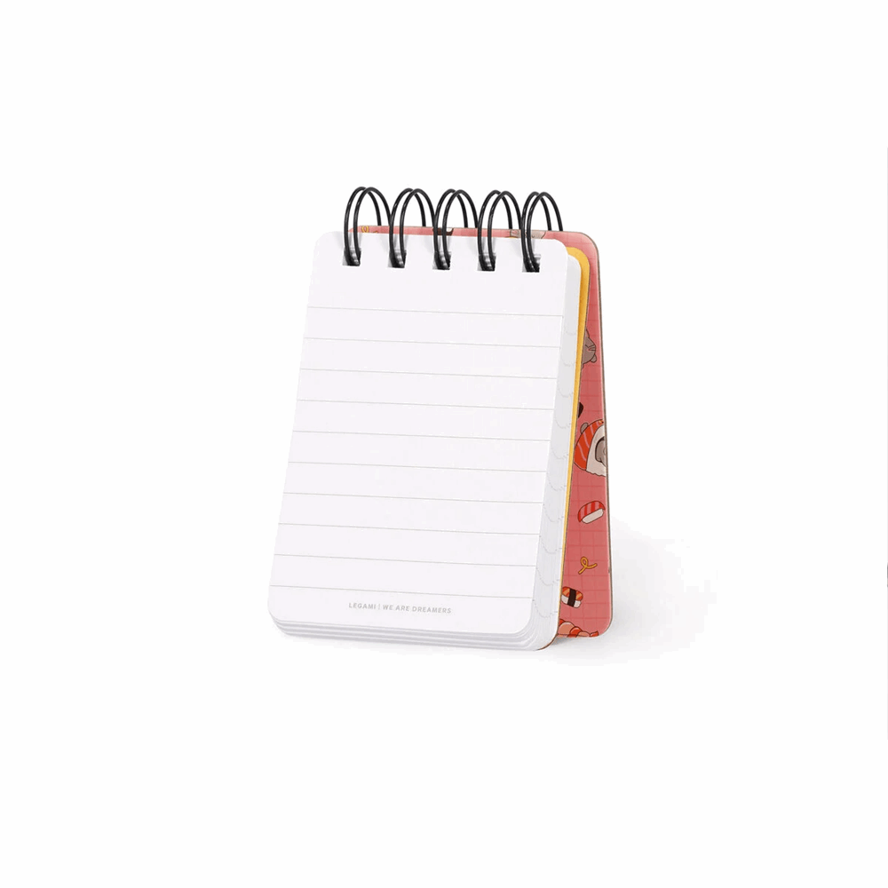 LEGAMI MNOTS0030 LINED SPIRAL- BOUND NOTEPAD - SPIRAL NOTEPAD - MINI - SUSHI CAT