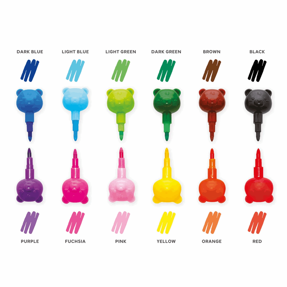 LEGAMI STC0002 12 STACKABLE CRAYONS - DREAM IN COLOUR - TEDDY BEAR