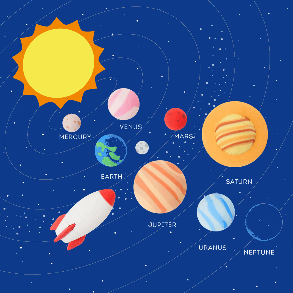 LEGAMI SES0001 SOLAR SYSTEM - SET OF 9 ERASERS
