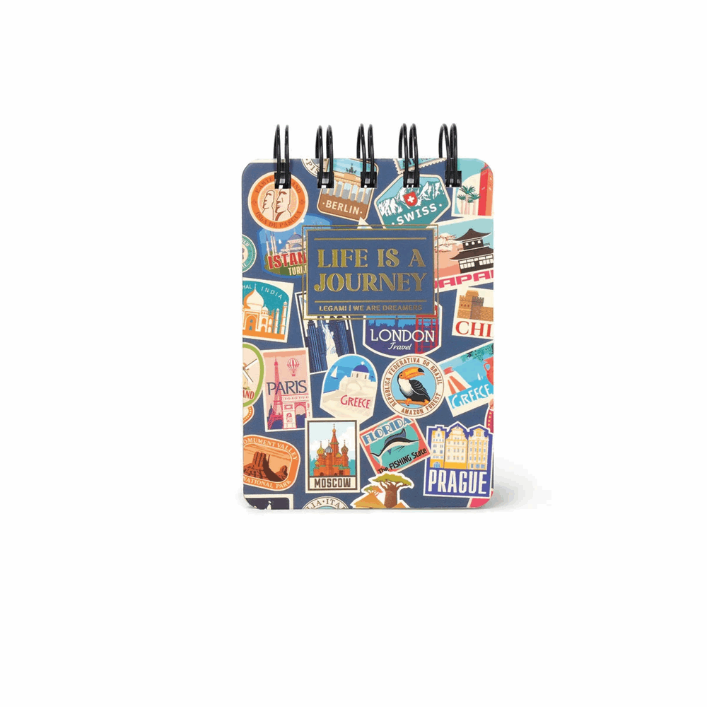 LEGAMI MNOTS0026 LINED SPIRAL- BOUND NOTEPAD - SPIRAL NOTEPAD - MINI - TRAVEL STICKERS
