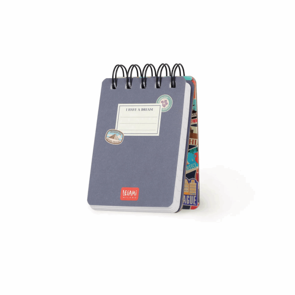 LEGAMI MNOTS0026 LINED SPIRAL- BOUND NOTEPAD - SPIRAL NOTEPAD - MINI - TRAVEL STICKERS