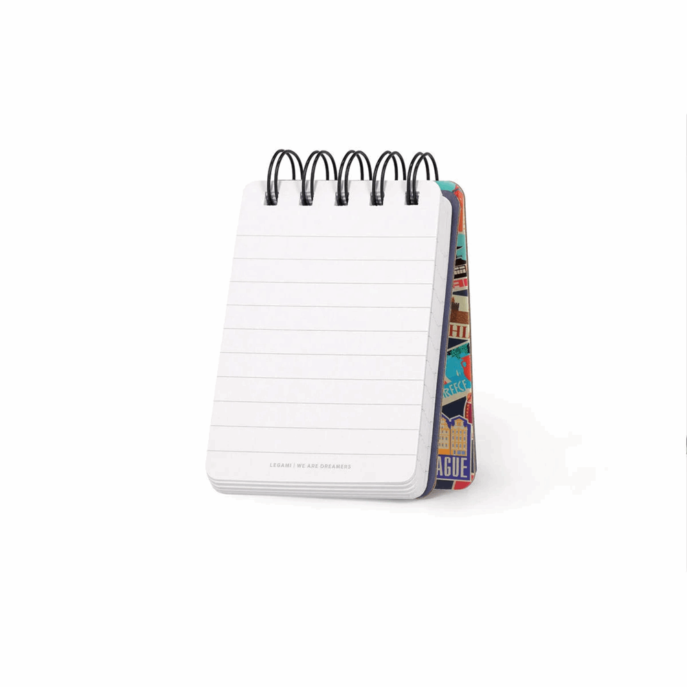 LEGAMI MNOTS0026 LINED SPIRAL- BOUND NOTEPAD - SPIRAL NOTEPAD - MINI - TRAVEL STICKERS