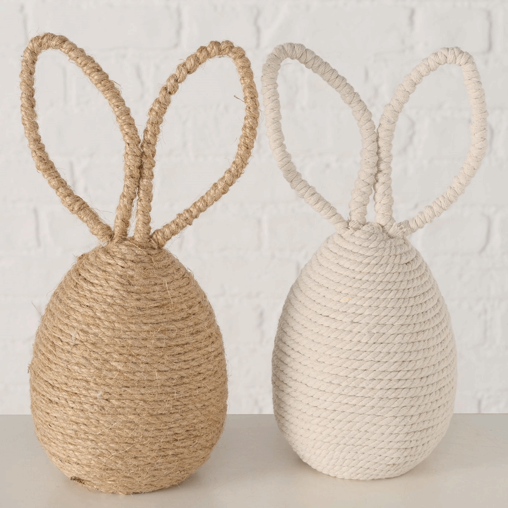 MSA ΛΑΓΟΣ 2/ass Elina, ΜΠΕΖ ΛΕΥΚΟ H27cm, D11cm Iron, Polystyrene foam, Jute, Cotton, Polye