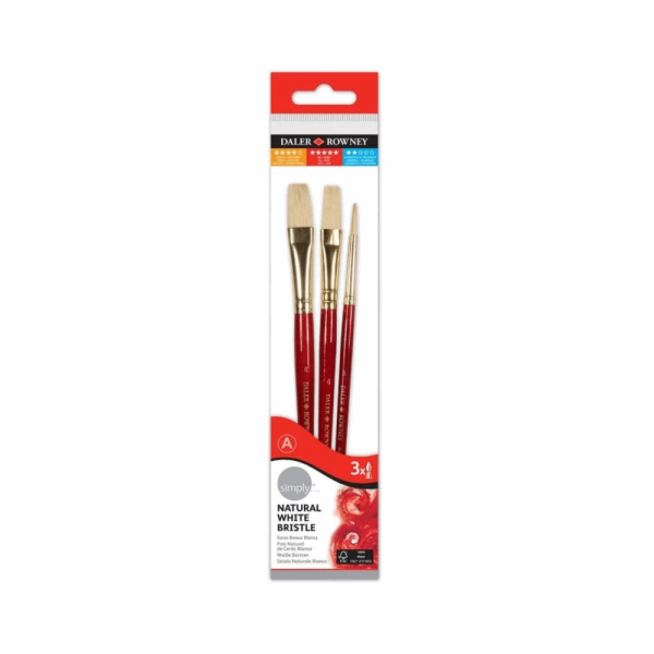 DALER ROWNEY WHITE BRISTLE SHORT HANDLED 3 PC #2 216940301