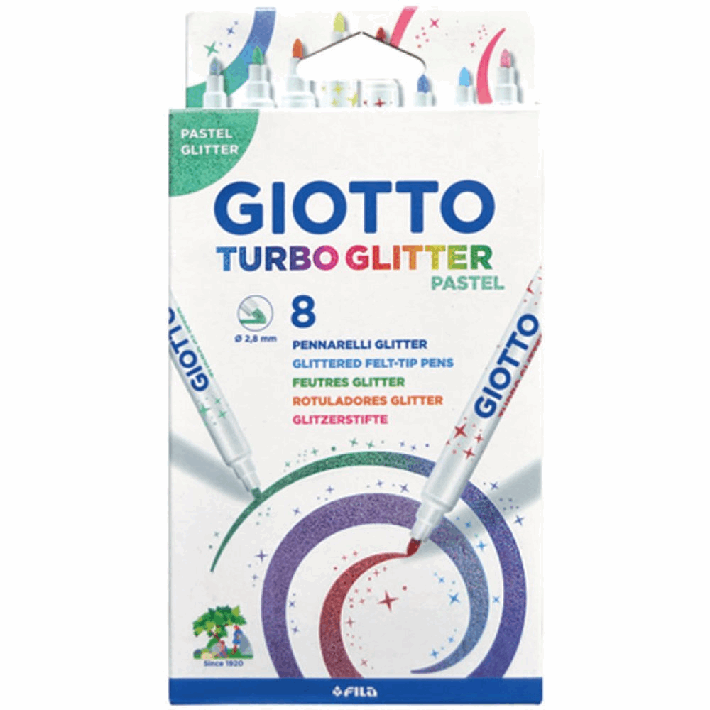 GIOTTO ΣΧΟΛΙΚΟΣ ΜΑΡΚΑΔΟΡΟΣ TURBO PASTEL GLITTER 2,8mm 8τμχ 000426300