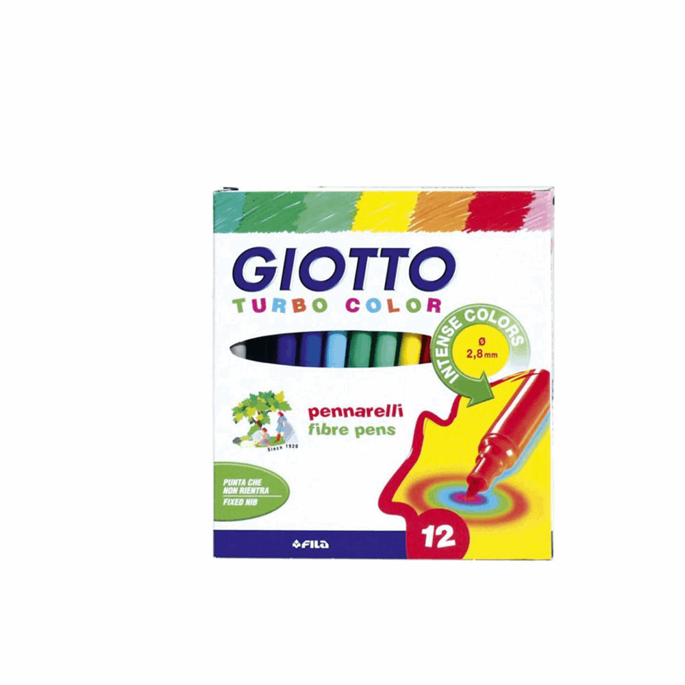 GIOTTO ΣΧΟΛΙΚΟΣ ΜΑΡΚΑΔΟΡΟΣ TURBO COLOR 2,8mm WASHABLE 12τμχ INTENSE COLORS 000416000