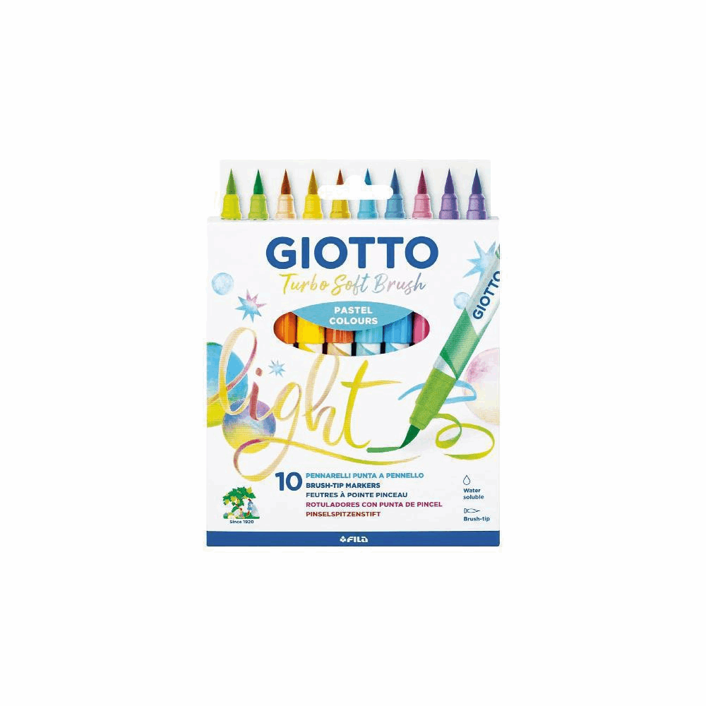 GIOTTO ΣΧΟΛΙΚΟΣ ΜΑΡΚΑΔΟΡΟΣ ΠΙΝΕΛΟ TURBO SOFT BRUSH PASTEL 10τμχ WATER SOLUBLE 426900