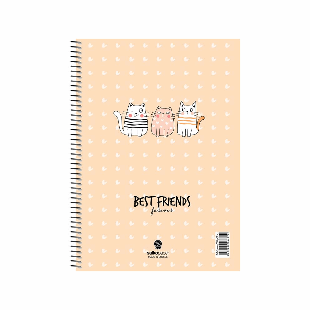 SALKO BEST FRIENDS ΤΕΤΡΑΔΙΟ ΣΠΙΡΑΛ Β5(17X25) 2Θ 60φ 6452