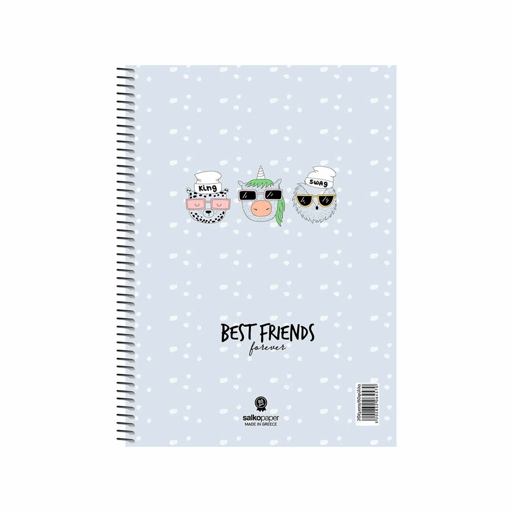 SALKO BEST FRIENDS ΤΕΤΡΑΔΙΟ ΣΠΙΡΑΛ Β5(17X25) 2Θ 60φ 6452