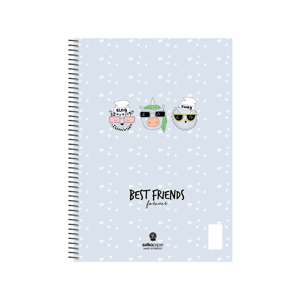 SALKO BEST FRIENDS ΤΕΤΡΑΔΙΟ ΣΠΙΡΑΛ Β5(17X25) 3Θ 90φ 6453