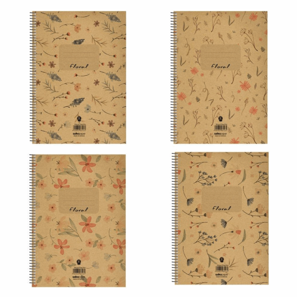 SALKO FLORAL ΤΕΤΡΑΔΙΟ ΣΠΙΡΑΛ Β5(17X25) 2Θ 60φ 6442