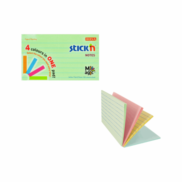 SALKO STICKS ΑΥΤΟΚΟΛΛΗΤΑ ΧΑΡΤΑΚΙΑ ΣΗΜΕΙΩΣΕΩΝ 76Χ127 MAGIC ΡΙΓΕ 4ΧΡΩΜΑΤΑ Νο16 1578