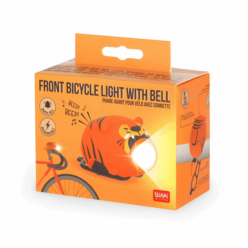LEGAMI BKL0003 RECHARGEABLE F. BICYCLE LIGHT - FRONT BICYCLE LIGHT WITH BELL - TIGER