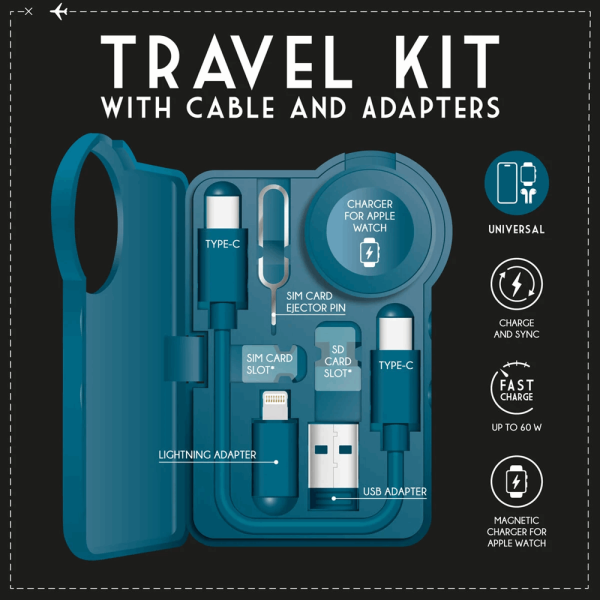 LEGAMI TRAK0001 TRAVEL KIT WITH CABLE AND ADAPTERS - TRAVEL SET WITH CABLE AND ADAP - PETR