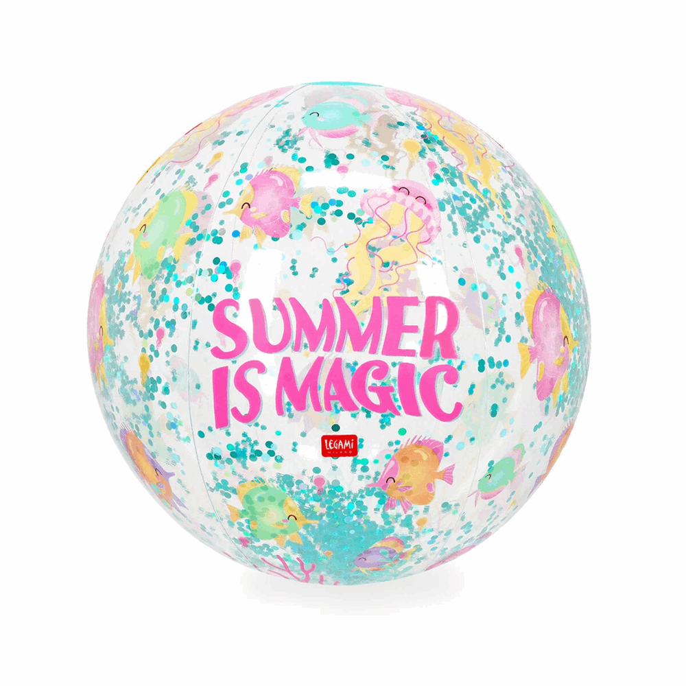 LEGAMI - GOOD VIBES 2026 -  BB0013 GLITTER BEACH BALL - INFLATABLE BEACH BALL - SUMMER IS MAGIC