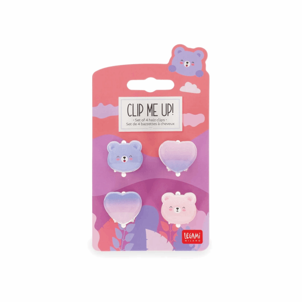 LEGAMI HCL0003 CLIP ME UP! - SET OF 4 MINI HAIR CLIPS - TEDDY