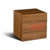 GINGKO WOODEN CUBE CLICK CLOCK TEAK/RED LED GK08R4