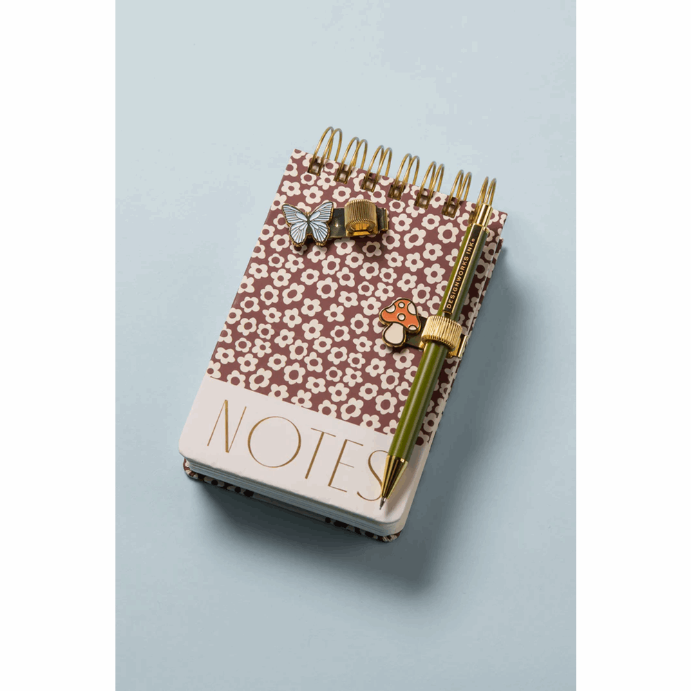 DESIGNWORKSINK PCS-1003EU PEN CLIPS - BUTTERFLY & MUSHROOM (SET OF 2)