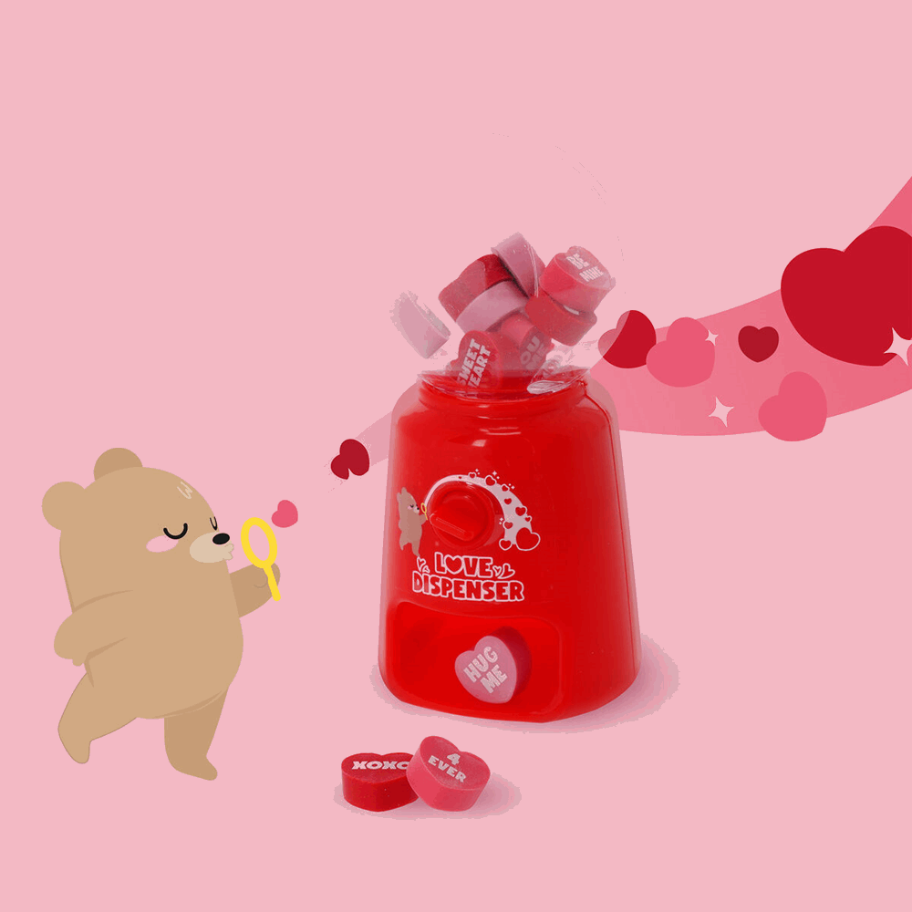 LEGAMI MED0001 MINI ERASER DISPENSER - LOVE DISPENSER - HEART