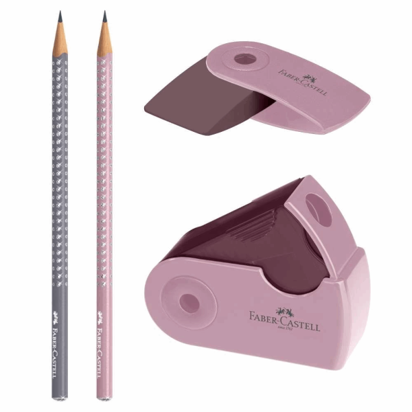 FABER CASTELL ΣΕΤ 2 ΜΟΛΥΒΙΑ HB SPARKLE II OF218480 ΜΕ ΜΙΝΙ SLEEVE ΓΟΜΑ ΚΑΙ SLEEVE ΞΥΣΤΡΑ ΣΕ ΡΟΖΕ/ΓΚΡΙ 12310285
