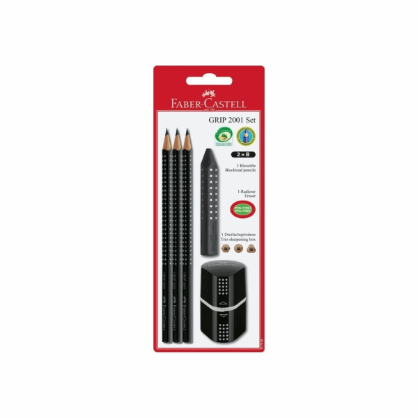 FABER CASTELL ΣΕΤ 3 ΜΟΛΥΒΙΑ Β GRIP 2001 OF580024/217093 ΜΕ ΜΕΓΑΛΗ ΓΟΜΑ ΚΑΙ ΞΥΣΤΡΑ ΤΡΙΠΛΗ ΣΕ ΜΑΥΡΟ 12307589