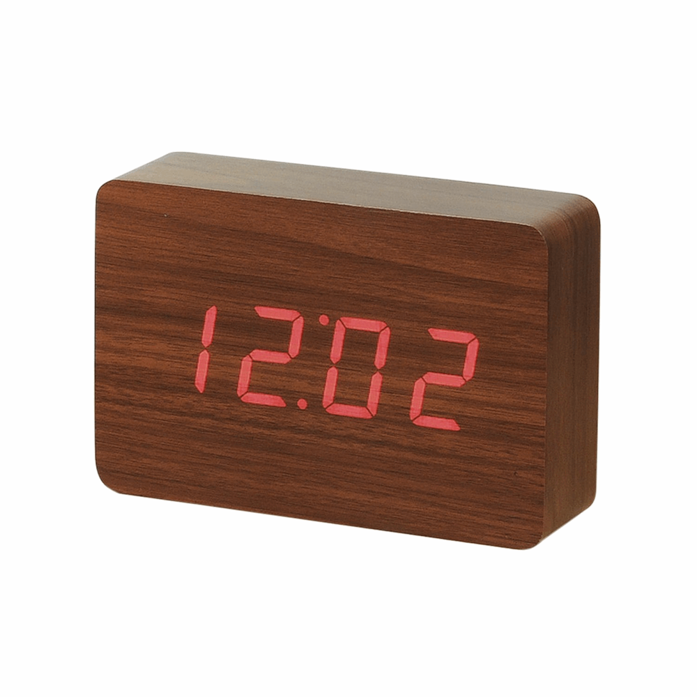 GINGKO BRICK CLICK CLOCK WALNUT/RED LED GK15R8