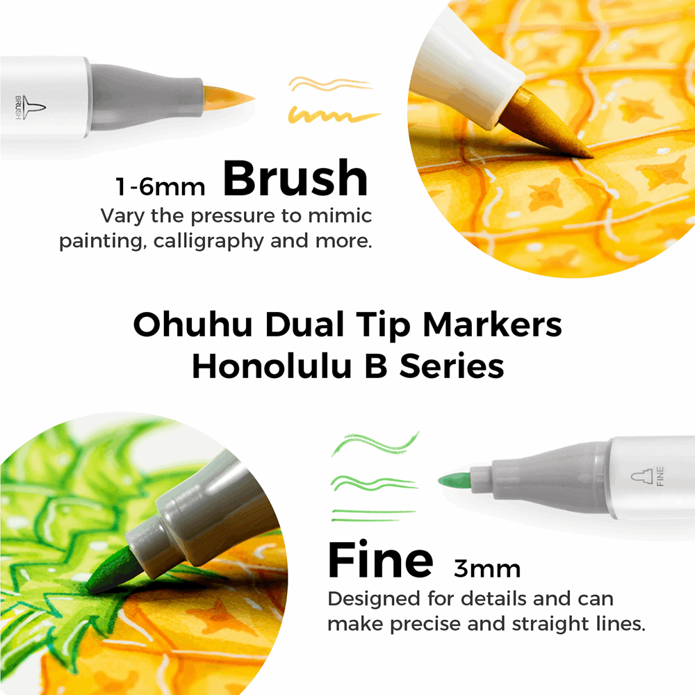 OHUHU MARKERS BRUSH & FINE SET-72+1 OHU-Y30-80400-76 OHU-Y30-80404-60