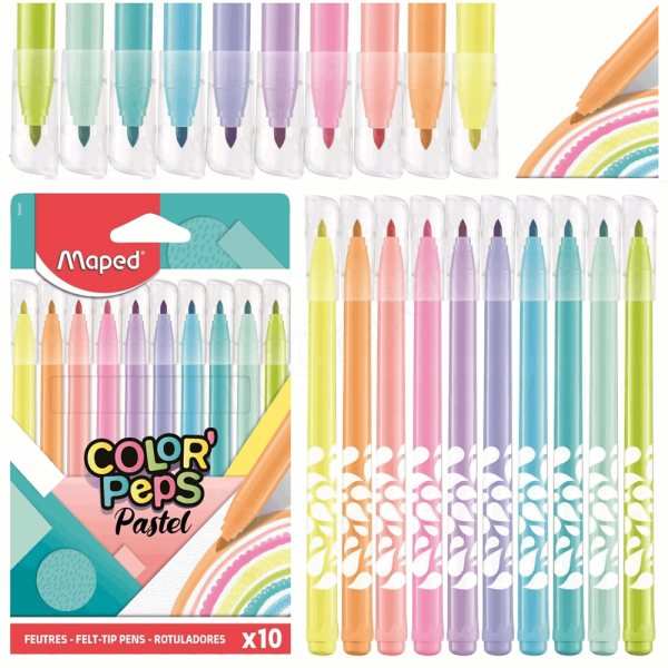 MAPED ΣΧΟΛΙΚΟΣ ΜΑΡΚΑΔΟΡΟΣ COLOR PEPS PASTEL WASHABLE 10τμχ 845469